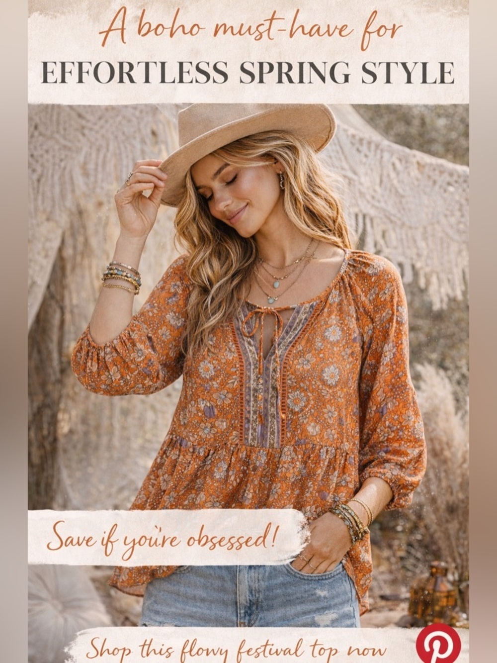 Festival Ready! DR2 boho peasant blouse floral tie front flowy rayon top M - Picture 4 of 12